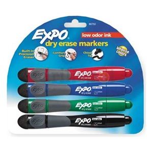 Expo 80792 Dry Erase Marker, Grip, Asrt, PK4