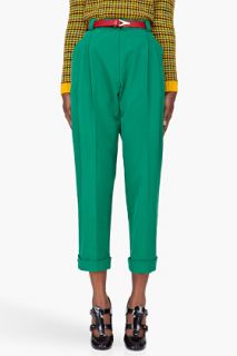 Kenzo Green Peached Twill Pants for women