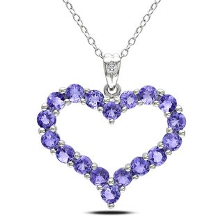 Miadora Sterling Silver Tanzanite and Diamond Necklace (H I,I3