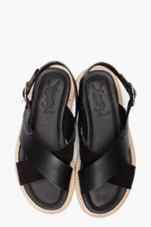 Yves Saint Laurent Black Leather Sandals for men