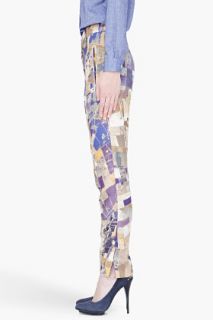 CARVEN Purple And Gold Printed Trousers for women