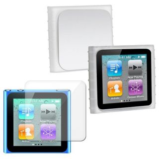 White Silicone Case/ Screen Protector for Apple iPod Nano 6th