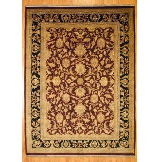 Indo Hand knotted Mahal Burgundy and Black Wool Rug (9 x 12