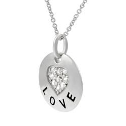 Tressa Sterling Silver Disc CZ Pave Heart Necklace