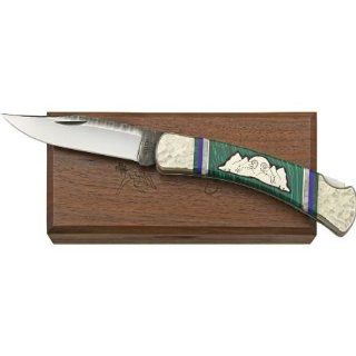 Brian Yellowhorse Knives 151 Custom Buck 110 Lockback Knife with Green