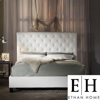 ETHAN HOME Sophie White Vinyl Tufted King size Bed