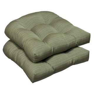 Pillow Perfect Outdoor Green Textured Wicker Seat Cushions with